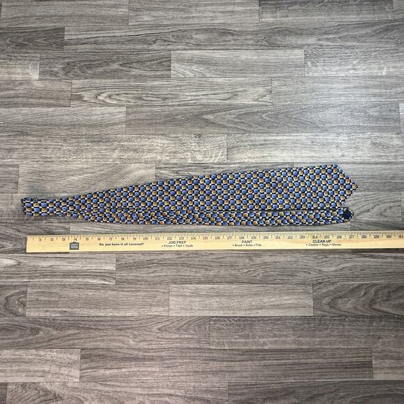 Cocktail Collection Tie - Blue Gold Geometric 100% Silk Men’s Necktie Novelty - Picture 5 of 6